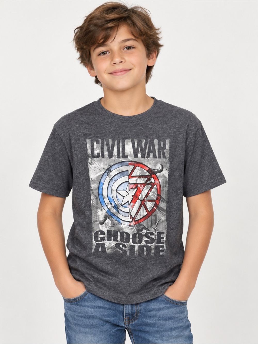 Marvel Captain America Civil War Choose A Side Graphic Tee Kids XL